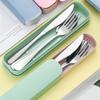 Portable Stainless Steel Cutlery Suit With Storage Box Chopstick Fork Spoon Knife Travel Tableware Set Camping Cutlery