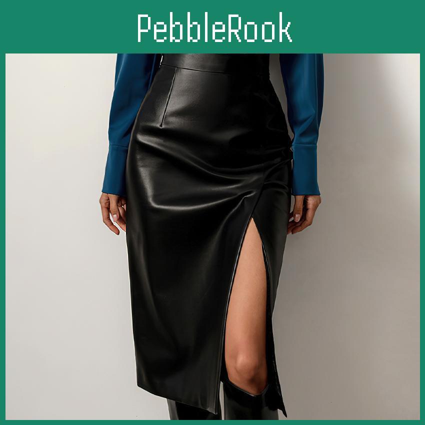 Skirt Leather Slit Pu Midlength Womens Autumn And Winter Sexy Black High Waist Ladies Office Pencil Aline Skirt