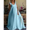 Vestido de Moda de Verano para Mujer Elegante de Cuello Redondo Grande sin Mangas Largo Oversize con Encaje