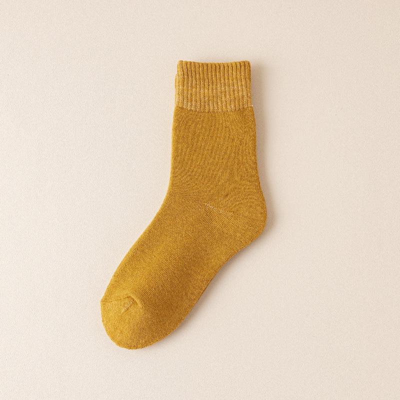 5Pcs/10pcs Autumn and Winter Cotton Socks Women's Mid-tube Solid Color Thickened Fleece Warm Terry Socks