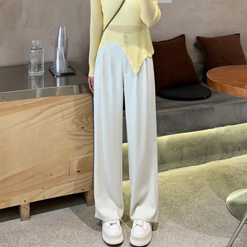 Frühlings- und Herbstliche Einfarbige Lässige Weitbein-Hose Damenmode Elegant Locker Hohe Taille Hose Damen Gerade Slim Fit Mode Damen Lange Hose 25893