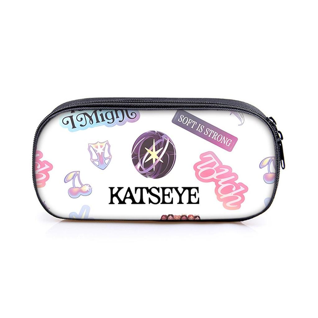 Kpop Catseye Student Pencil Case with Compartments - DIY Storage Stationery Bag