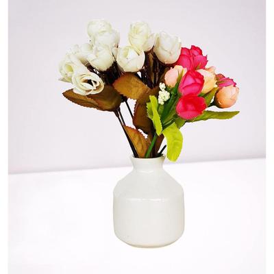 Porcelain Flower Vase Without Flowers, (Length 6.5 Cm; Width -6.5 Cm; Height - 9.5 Cm, Off- White)