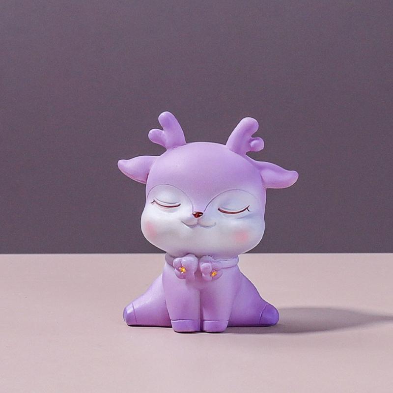 Resin Deer Figurine Statues Deer Dashboard Decorations Car Home Office Decor Craft Gifts Christmas Ornaments 8 Styles