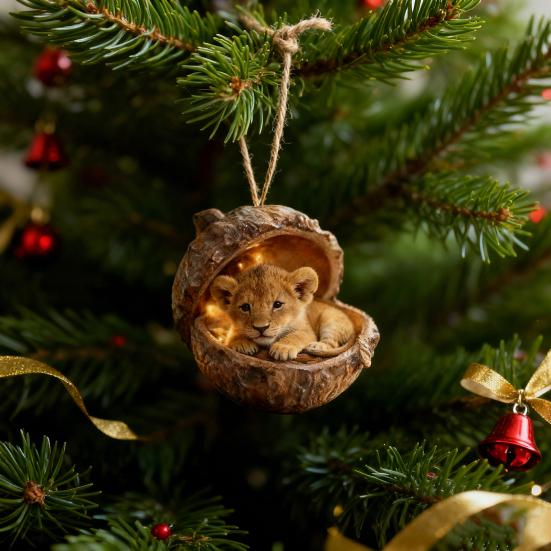 Yousheng Forest Animal Acorn Ornament 2D Acrylic Cozy Forest Christmas Ornament Woodland Creature Hanging Decoration for Xmas Tree Holiday Decor