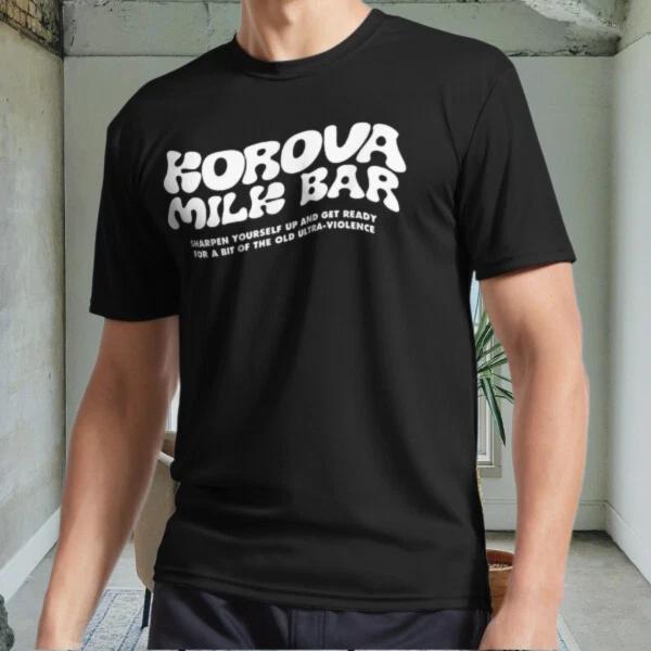 New Korova Milk Bar Active Logo Men s Black T shirt Funny Size S to 5XL M