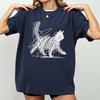 Scribble Cat Minimal Line Art Japanese TShirt Summer Unisexs and Womens Loose and Breathable Tshirt Top