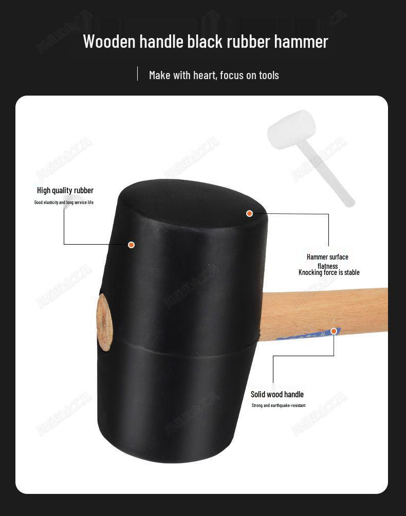 Rubber Mallet with Wooden Handle for Tile and Leather Installation