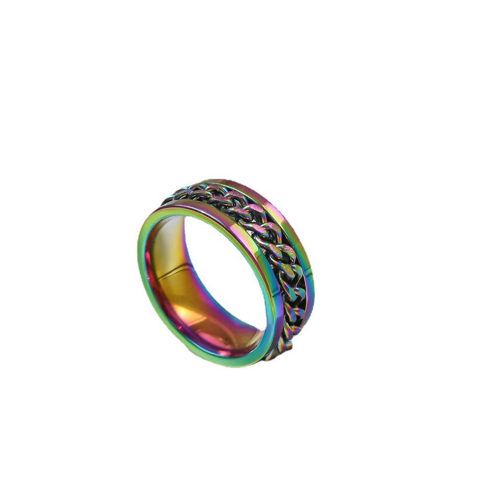 Men's Non-Fading Rotating Titanium Steel Ring - Stainless Steel Hand Jewelry