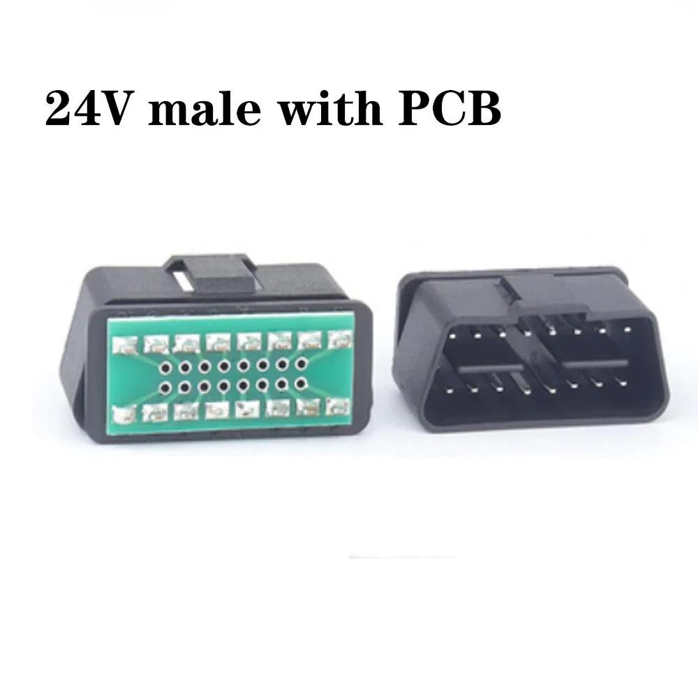 10τμχ Υψηλής Ποιότητας Αυτοκινήτου OBD2 16-pin Συναρμολογημένη Επιχρυσωμένη Αρσενική Κεφαλή 12V/24V Καθολικός Συνδετήρας Δοκιμής Κύρια Γραμμή Βύσμα OBDII