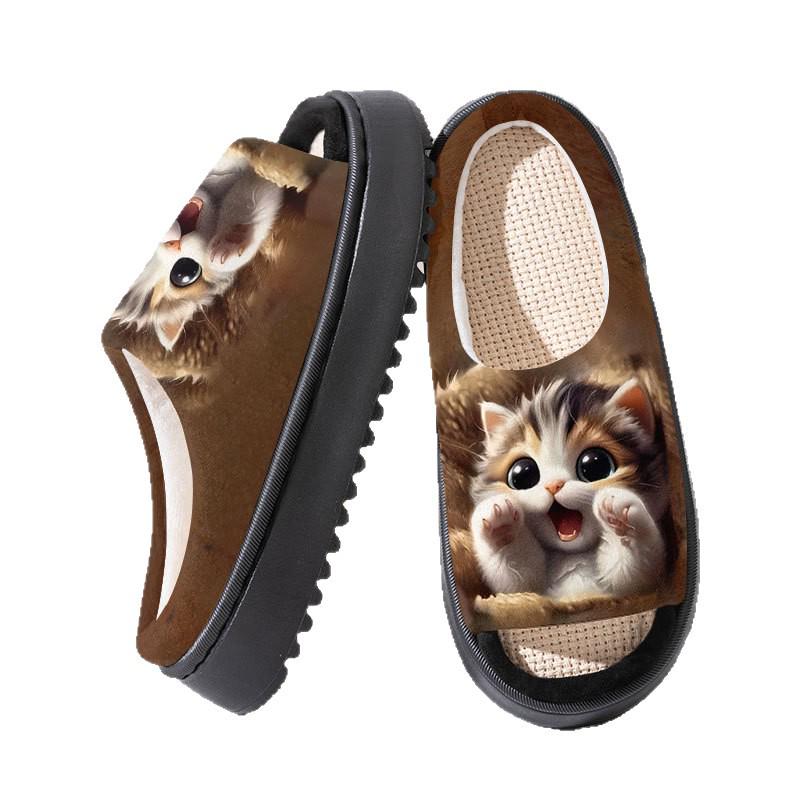 Animal Linen Cotton Slippers for Men & Women - Spring To Autumn Collection