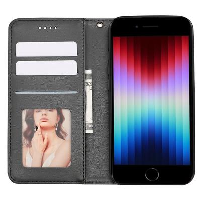 For iPhone 16e Wallet Phone Case Strong Magnetic Checkered Pattern Imprint Leather Flip Cover