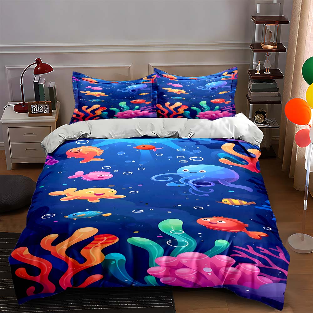 

Colorful underwater scene. Bedding Duvet cover sets Duvet covers Pillowcases gifts (1 * Duvet Cover 2 * Pillowcases, without duvet insert) 135x200cm