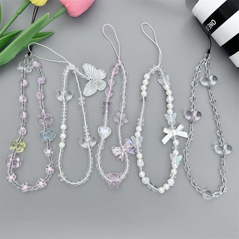 Anti-lost Pearl Bowknot Phone Lanyard Detachable Bag Camera Pendant  Phone Charm Accessories