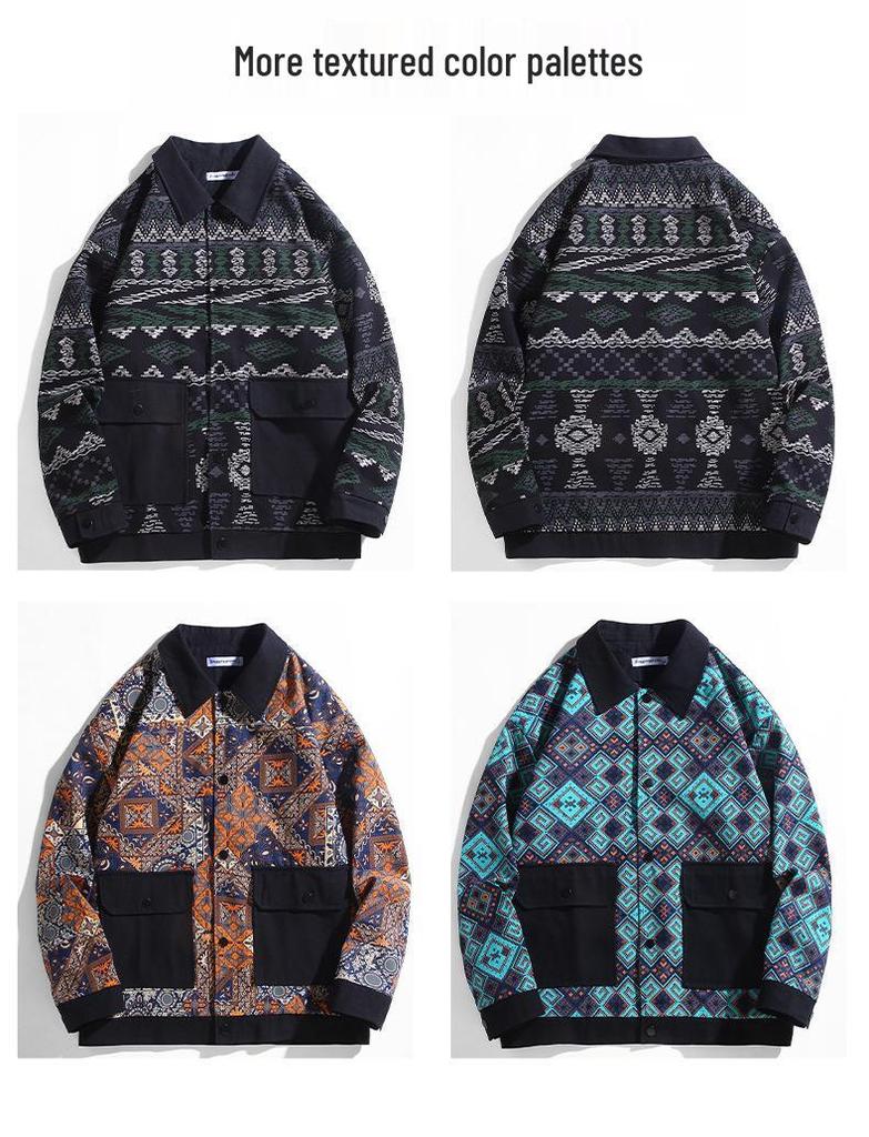 Modna męska jesienna kurtka dżinsowa patchworkowa - Dostępne rozmiary plus