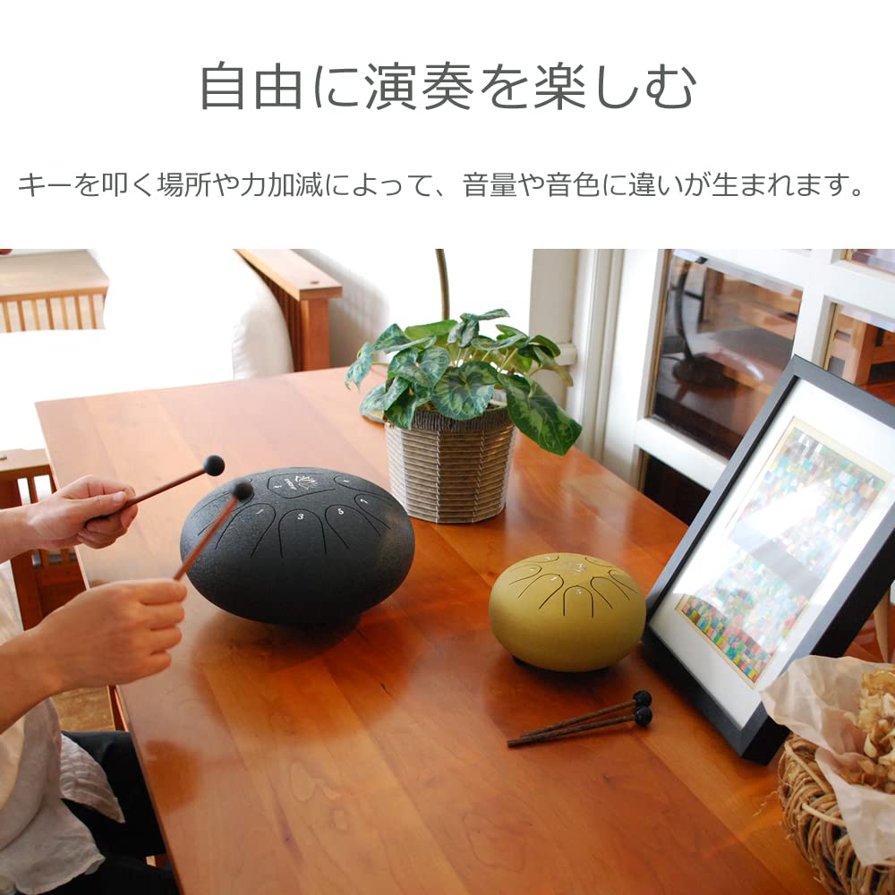 One Tone ONETONE Tang Drum D Major Scale 11 Notes Navy Instruction Manual Book 2 Mallet Finger Pick X Key Number Sticker 10" OTTG-10/NV [Dedicated