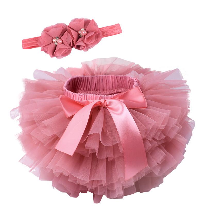 Conjunto de Shorts/Saias para Cobertura de Fraldas para Bebê Menina + Faixa de Cabeça para Bebês Recém-Nascidos Crianças Saia Tutu Fofa de Tule com Renda para Meninas