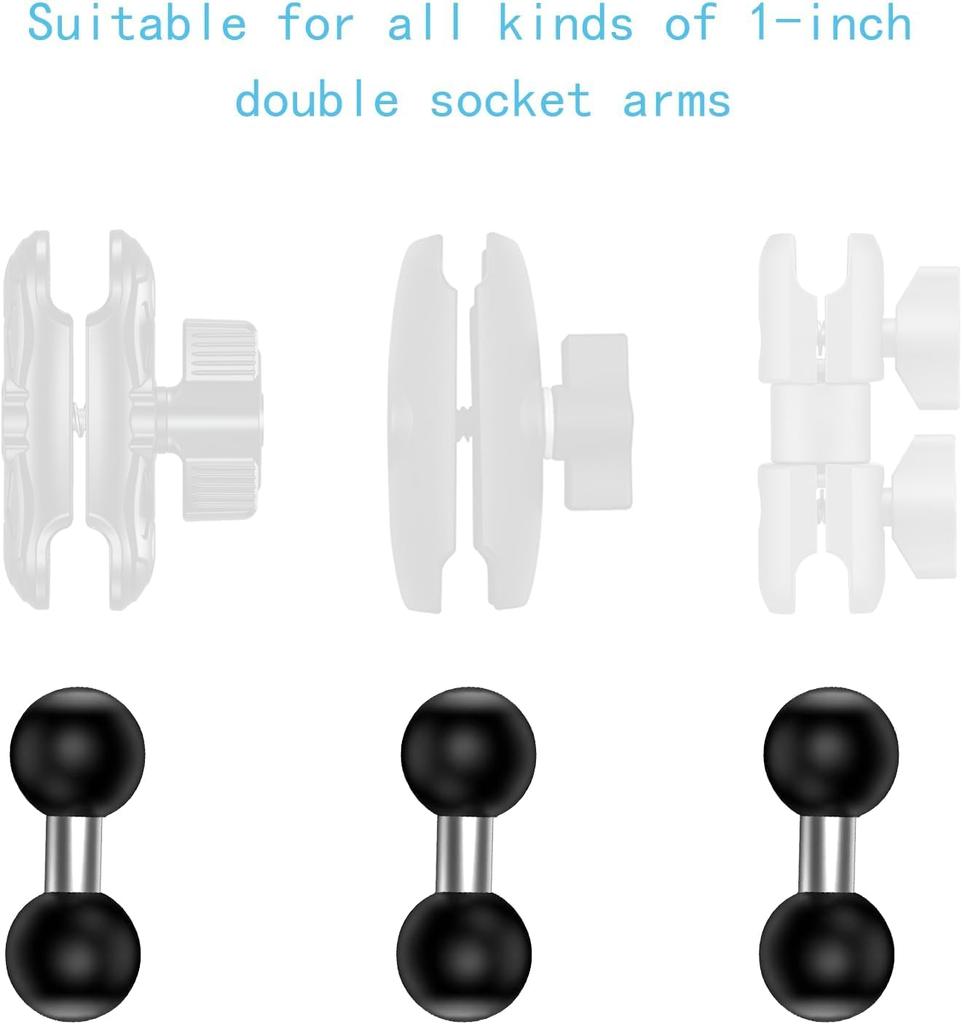 Kulefeste Baseadapter til Kuleforlengelse Passer RAM Mount B Standard Dobbel Kulekobling 1" 1" Arm. Størrelse. Væpne. Sykkel/Motorsykkel/Kamera/GPS(Svart 1)