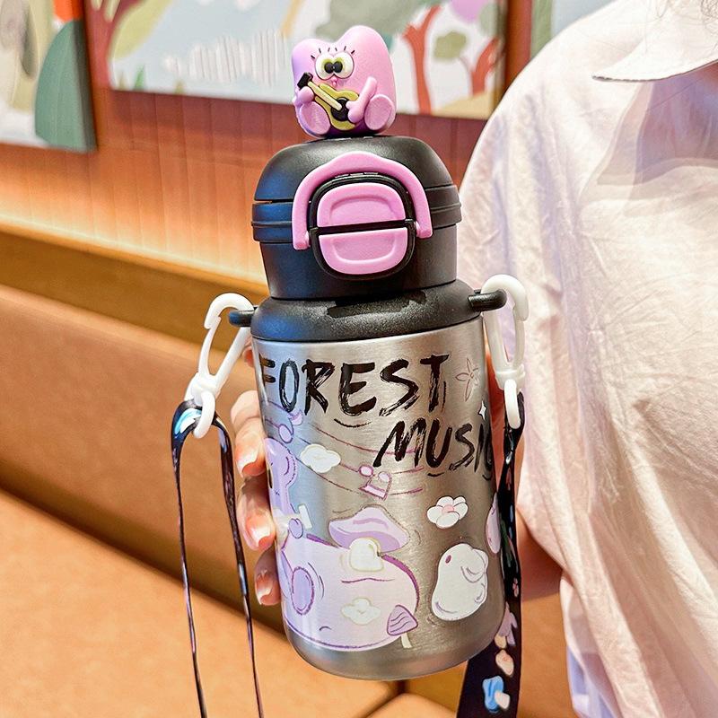 Children's Cartoon Thermos Cup with Straw - Food Grade 316, Portable and High-Value for Students