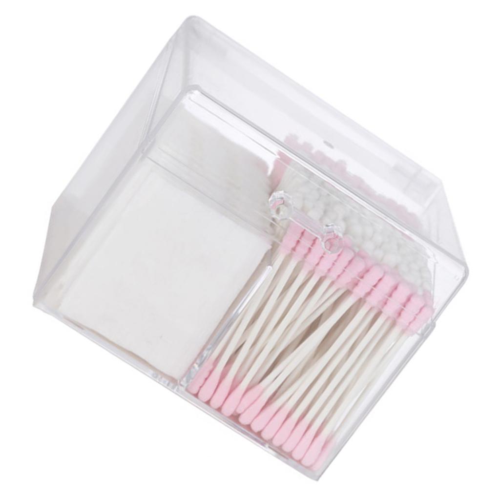 Clear Cotton Swab Box Dustproof Waterproof Acrylic Transparent Cotton Swab Organizer with Lid for Co