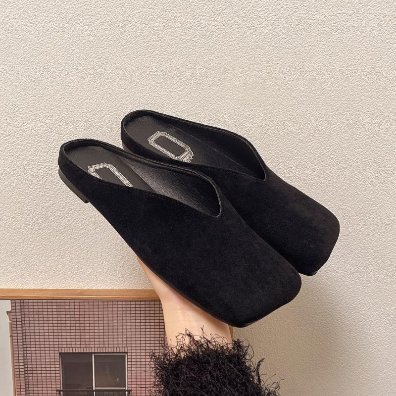 

Ретро квадратный носок полушлепанцы женские новые весенне-летние замшевые с сумкой на носке мягкая подошва плоский каблук шлепанцы туфли на плоском каблуке обувь большого размера 35