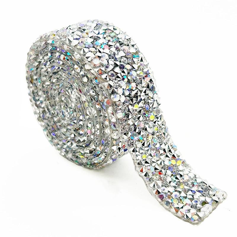 1 Yard Garment Accessories Multicolor Sewing Ribbon DIY Hot Fix Strass 1.5cm Rhinestones Appliques Tape Trim