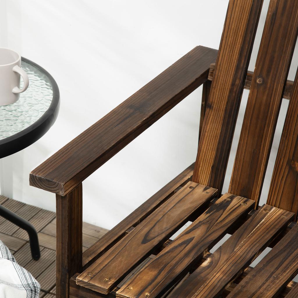 Panca da Giardino in Legno da Esterno, Sedia Loveseat da Patio con Schienale a Doghe e Braccioli Lisci per Due Persone, per Cortile, Prato, Portico, Finitura Carbonizzata