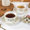 Bone China Coffee Cups 180ml Light Luxury Exquisite Tea Cup Floral Ceramics Home Office Tea Set, 1 Set