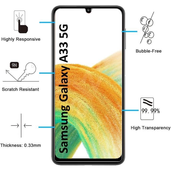 Tempered Glass for Samsung Galaxy A33 5G [2 Pack] Phonillico® Screen Protector Glass Film