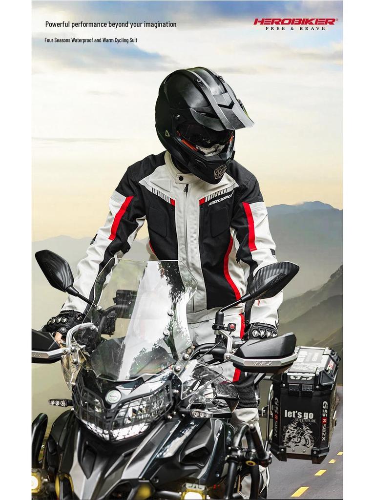 Vattentät motorcykeloverall för alla säsonger: Andningsbar, Högelastisk, Fallskyddande Åkutrustning med Jacka
