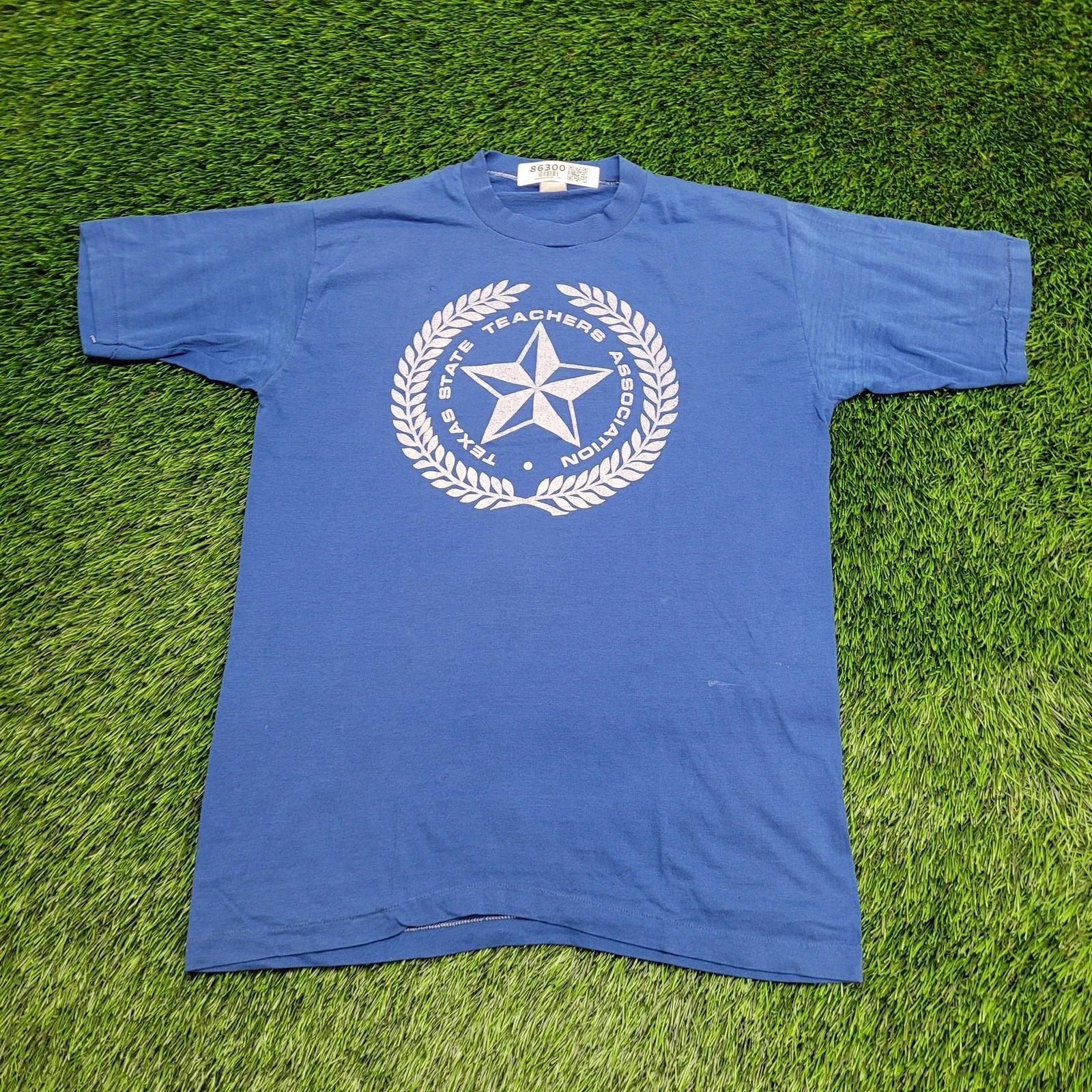 Vintage 70s Texas State Teacher Association Shirt M 20x27 Blue L