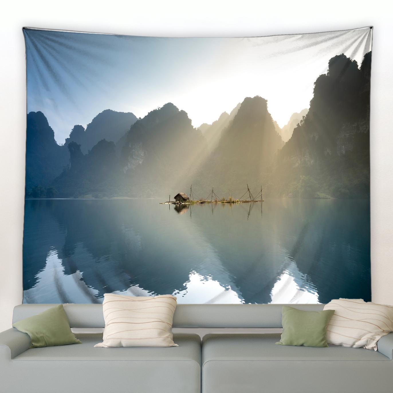 

Горный лес сумеречный пейзаж сад гостиная спальня украшение настенный гобелен пасторальный природный цветочный пейзаж 150x100cm