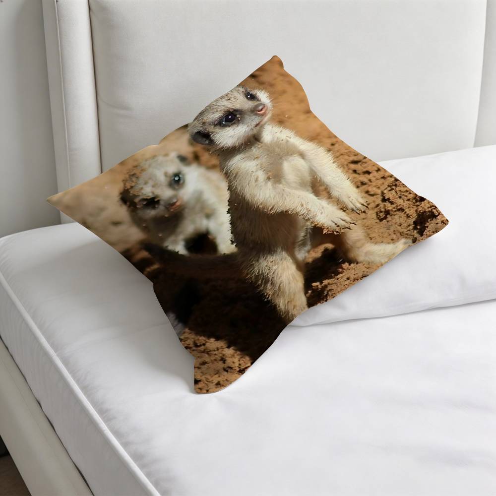 Cute Baby MMeerkat Fashion Square Pillow Case Durable Throw Pillow Cover for Sofa Couch Chair