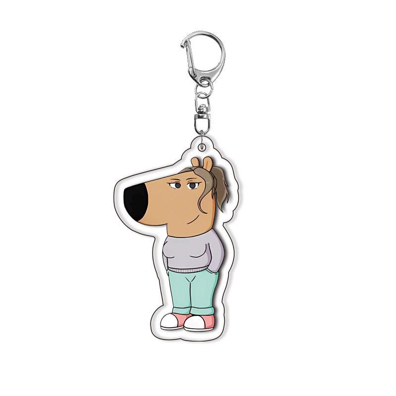 Christmas Cartoon Dog Pattern Acrylic Keychain Fashion Cute Girls Boys Funny Charming Bag Charm Ring Ornament Couples Gifts Toys