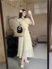 Large size French pastoral floral dress women's summer fat mm thin pear-shaped figure covering the stomach sweet a-word skirt
