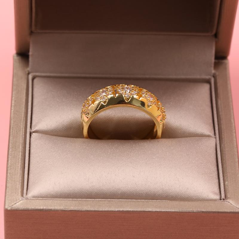 Luxury Gem Wedding Ring Końskie oko Okrągły cyrkon pozłacany żółtym złotem oddzielony pierścionek europejski i amerykański