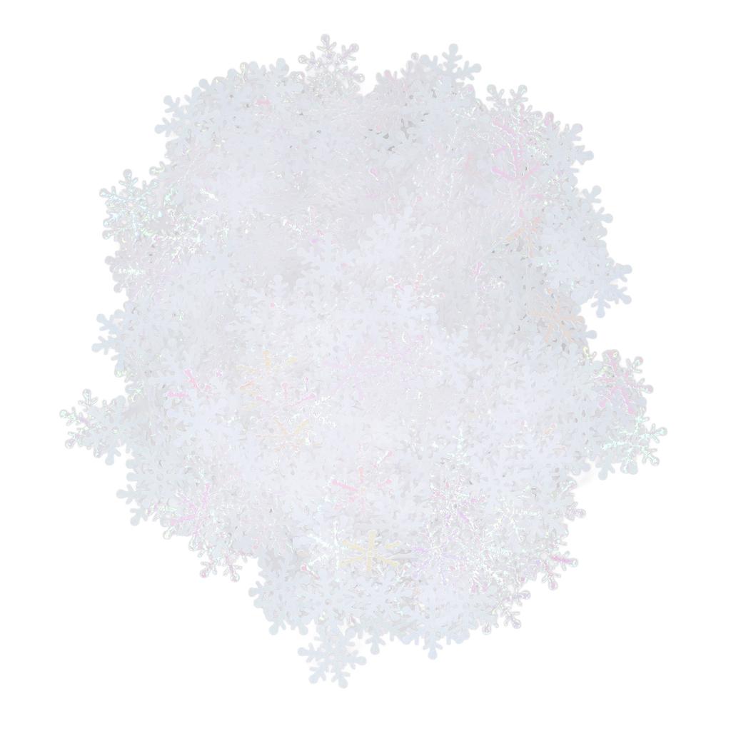 1000Pcs Snowflake Confetti 0.9in Vibrant Color Reusable Plastic Multi Purpose Christmas Confetti for Box Tree Vase