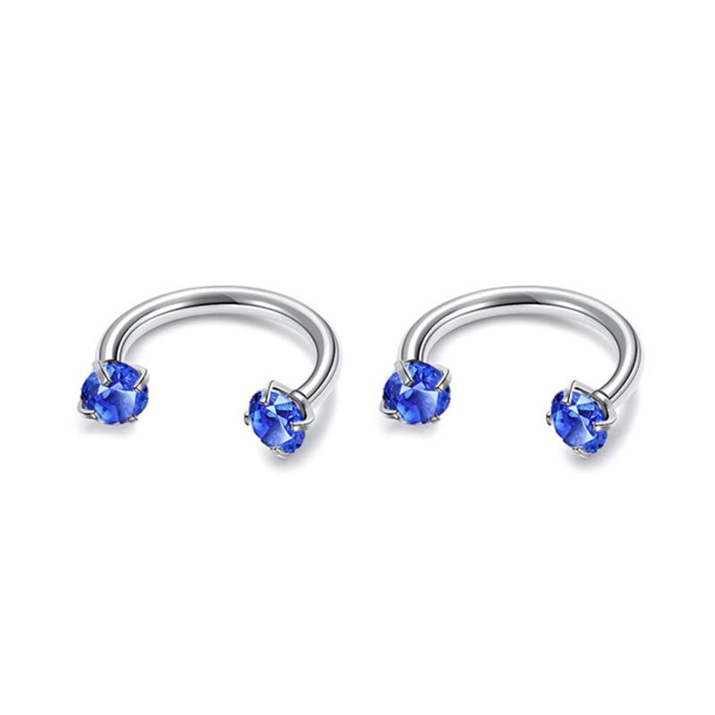 2Pcs 6/8/10/12mm Stainless Steel Zircon Piercings Earrings Horseshoe Ring Piercing Nose Ear Belly Rings Body Jewelry For Women