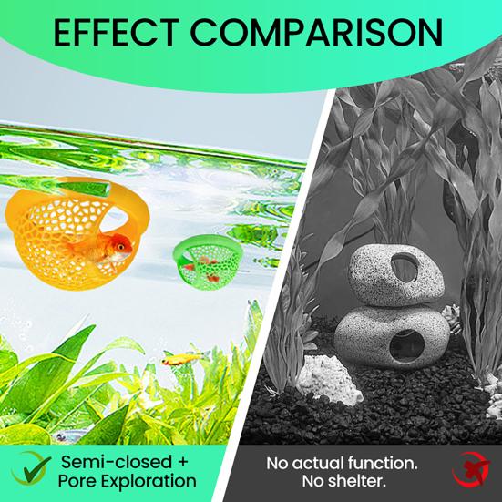 Yousheng Floating Betta Fish Lounge Hollow Fish Resting Habitat Cave Hide Toy Hideaway Enrichment Aquarium Decoration Fish Tanks Accessories