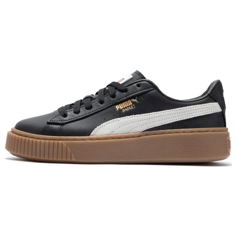 

Puma Basket Platform Leather Round Toe Lace-Up Low-Top Sneakers Women sneakers Black 394369-02 35.5
