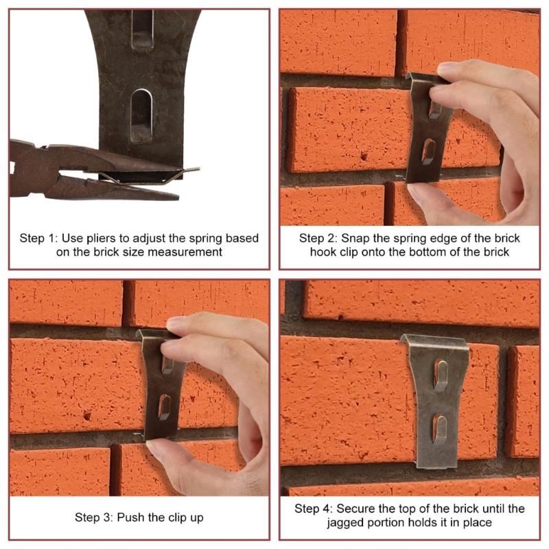 8 Pieces Brick Wall Hook Clips for Hanging Outdoor Decoration Pictures Lights Wreaths Practical Iron Brick Hanger