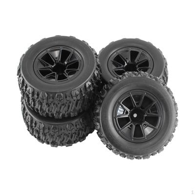 4Pcs RC Car Wheels and Tires Set Replacement Black Easy Installation 90mmx43mm Replace Parts for