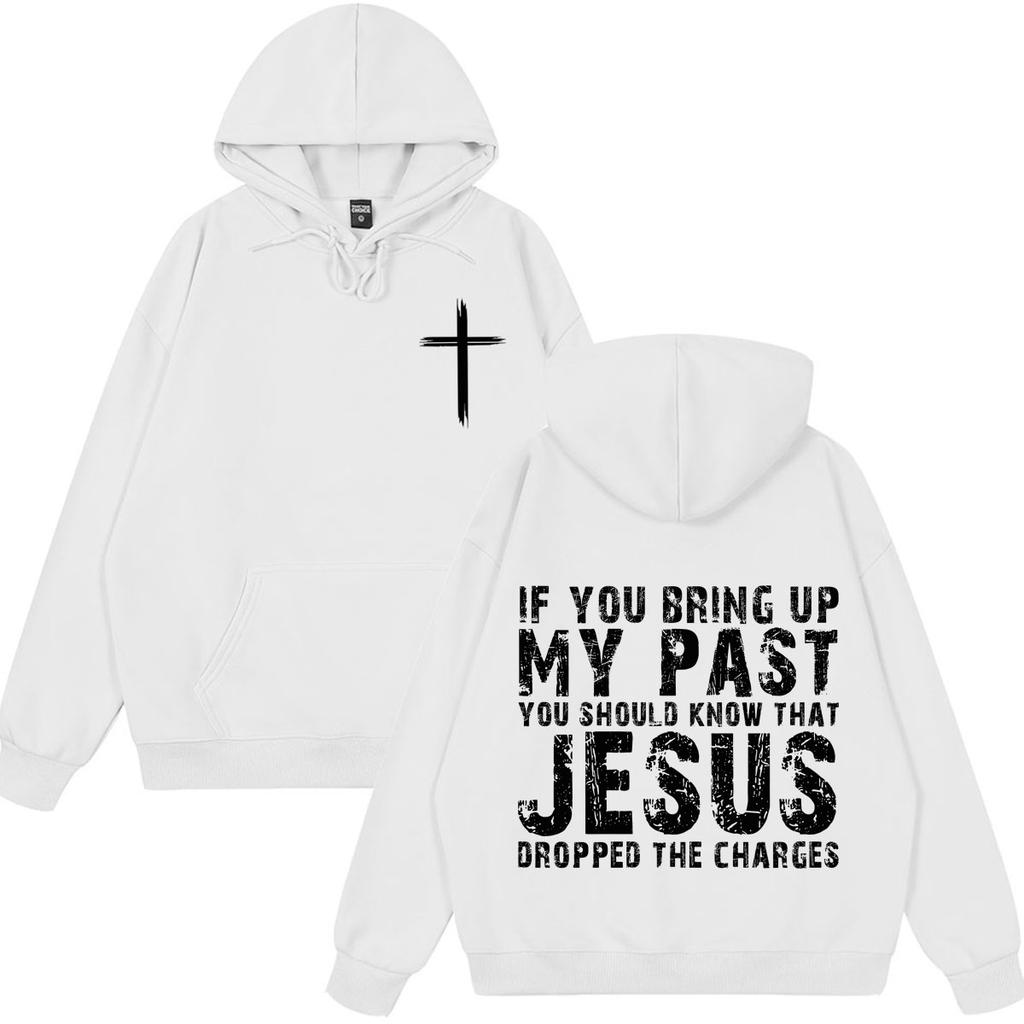 Jesus Dropped The Charges Christian Faith Fashion Print Hoodie Unisex Vintage Pullover Loose Casual Oversized Sweatshirts