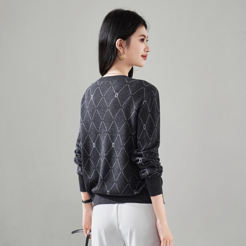 SOFSIL Women's Diamond Pattern Wool Blend Cardigan