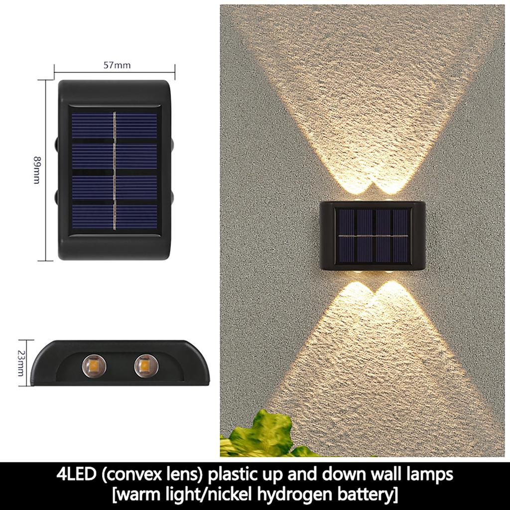 2 Pack Solar Up Down Wall Lights Outdoor Sconce IP65 Waterproof Solar Fence Light For Home Garden Porch Decoration