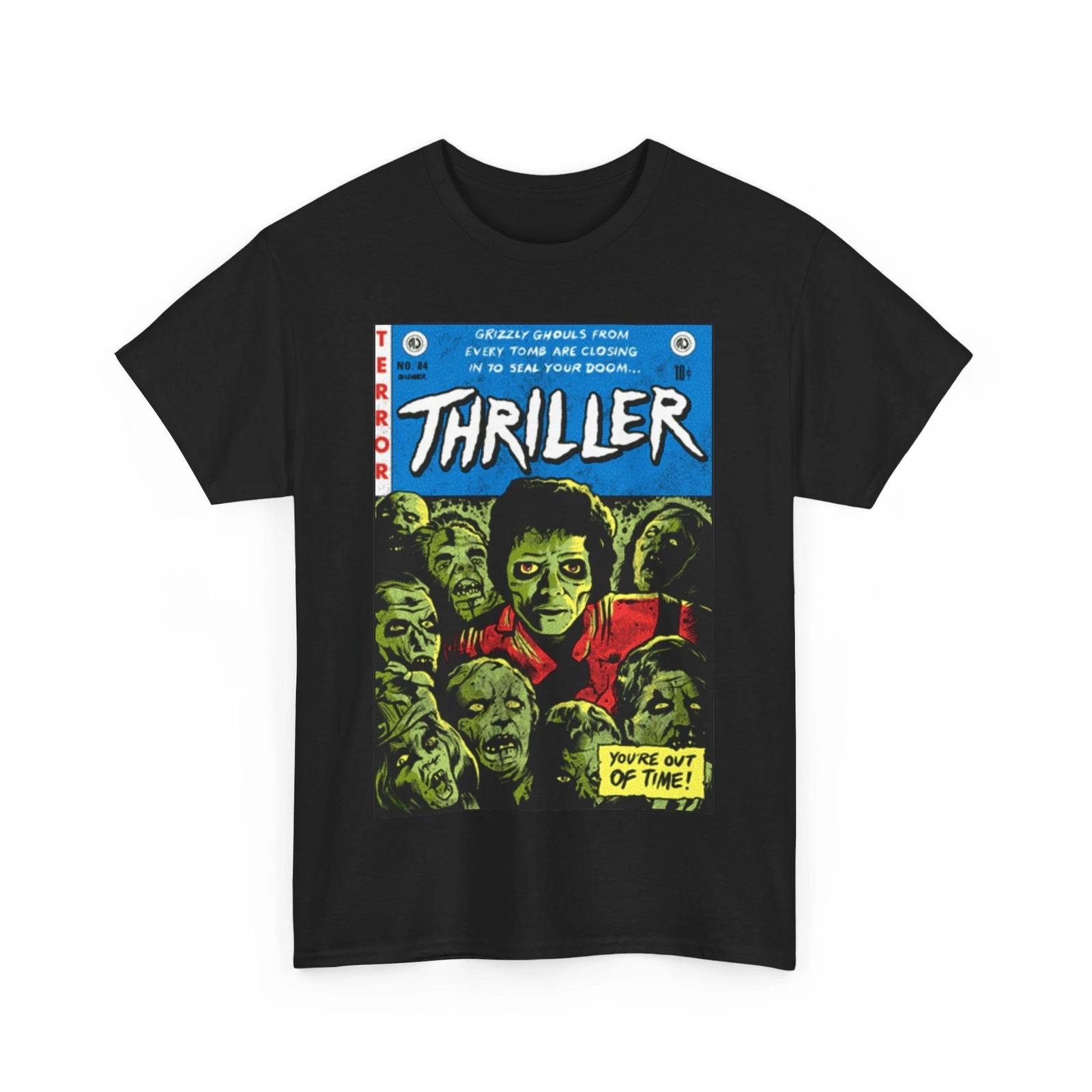 Michael Jackson Thriller 100% Cotton T-shirt Mens Tees Top Unisex Heavy Cotton Tee XL