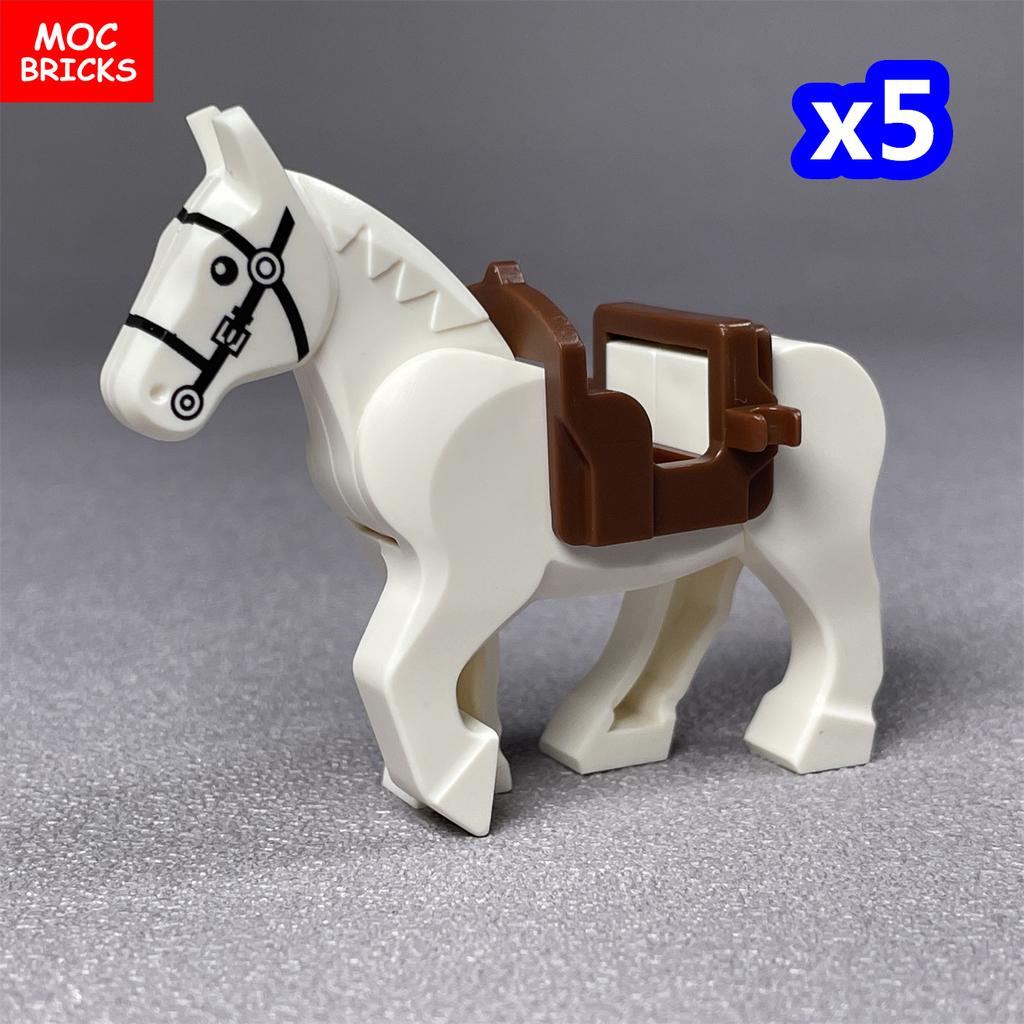 Non-Toxic Moc Bricks Window Fence Arch White Winter Snow Horse Figure City Architectural Church Accessories Children Christmas Toys