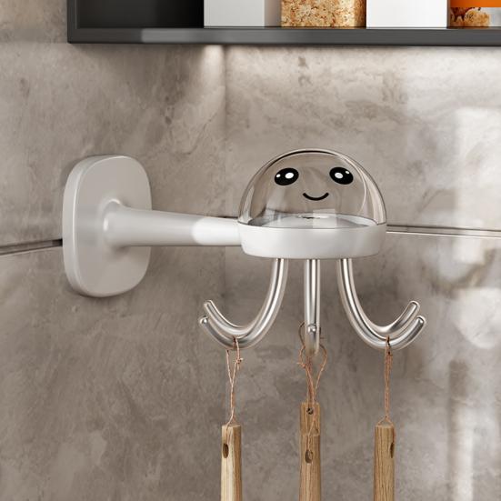 Kunststoff Wandhänge-Aufbewahrungsregal mit starkem Klebe-Tragfähigkeit Cartoon-Oktopus-Form Sechsarm-Design Badezimmer-Aufbewahrungsregal
