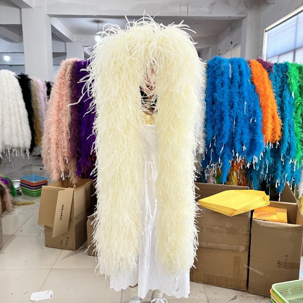 DIY 6PLY Natural Ostrich Feather Boa for Sewing Costume Embroidery 0.5/1/2/3/4M Length Wedding Carnival Dress Decoration Craft