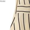 ZANZEA Women Summer Round Neck Casual Short Sleeve Stripe Print Dress